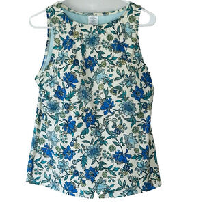 Lands End Tankini Top Size 14P Blue Floral Modest Padded